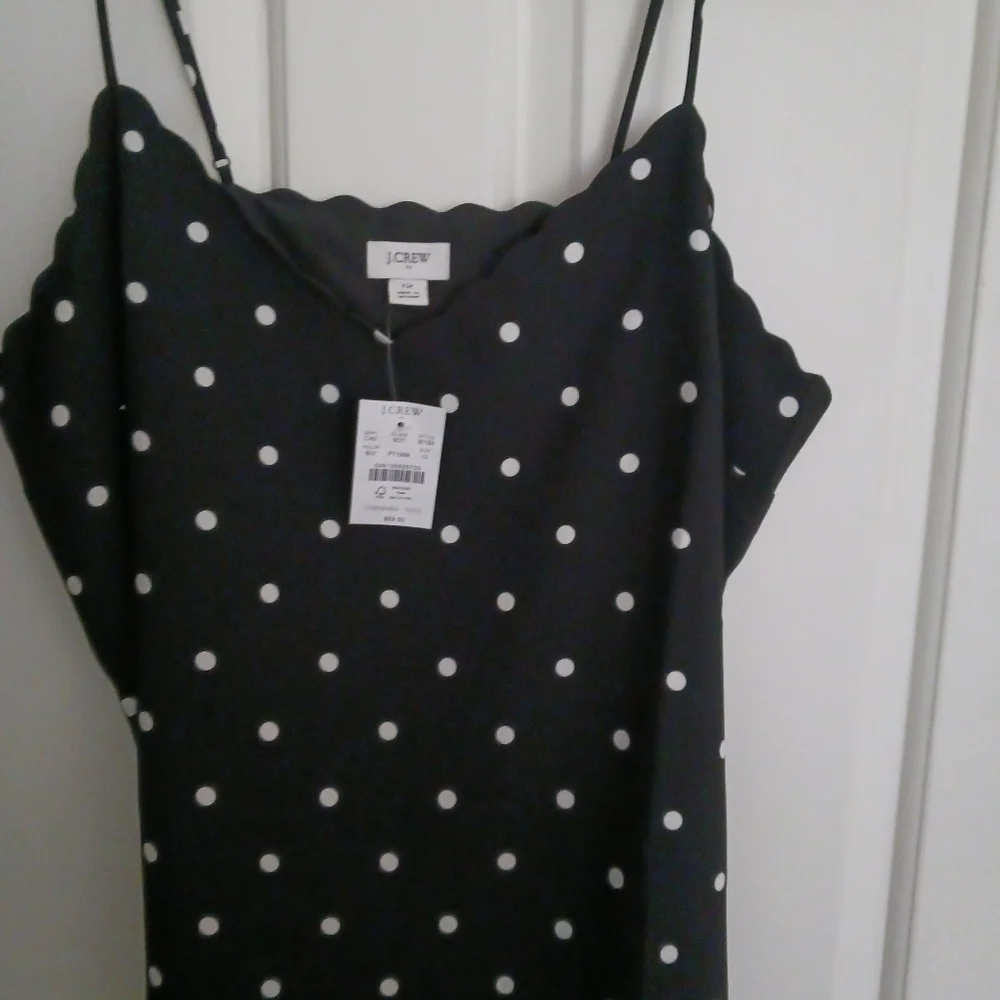 J Crew Black with White Polka Dot Camisole Size 12 - Picture 3 of 8